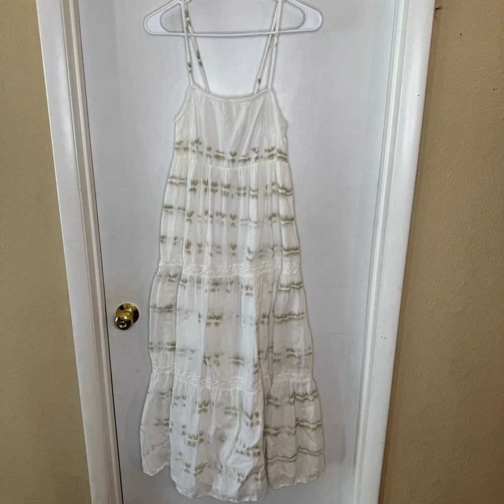 Aerie Tie Dye White Maxi Dress